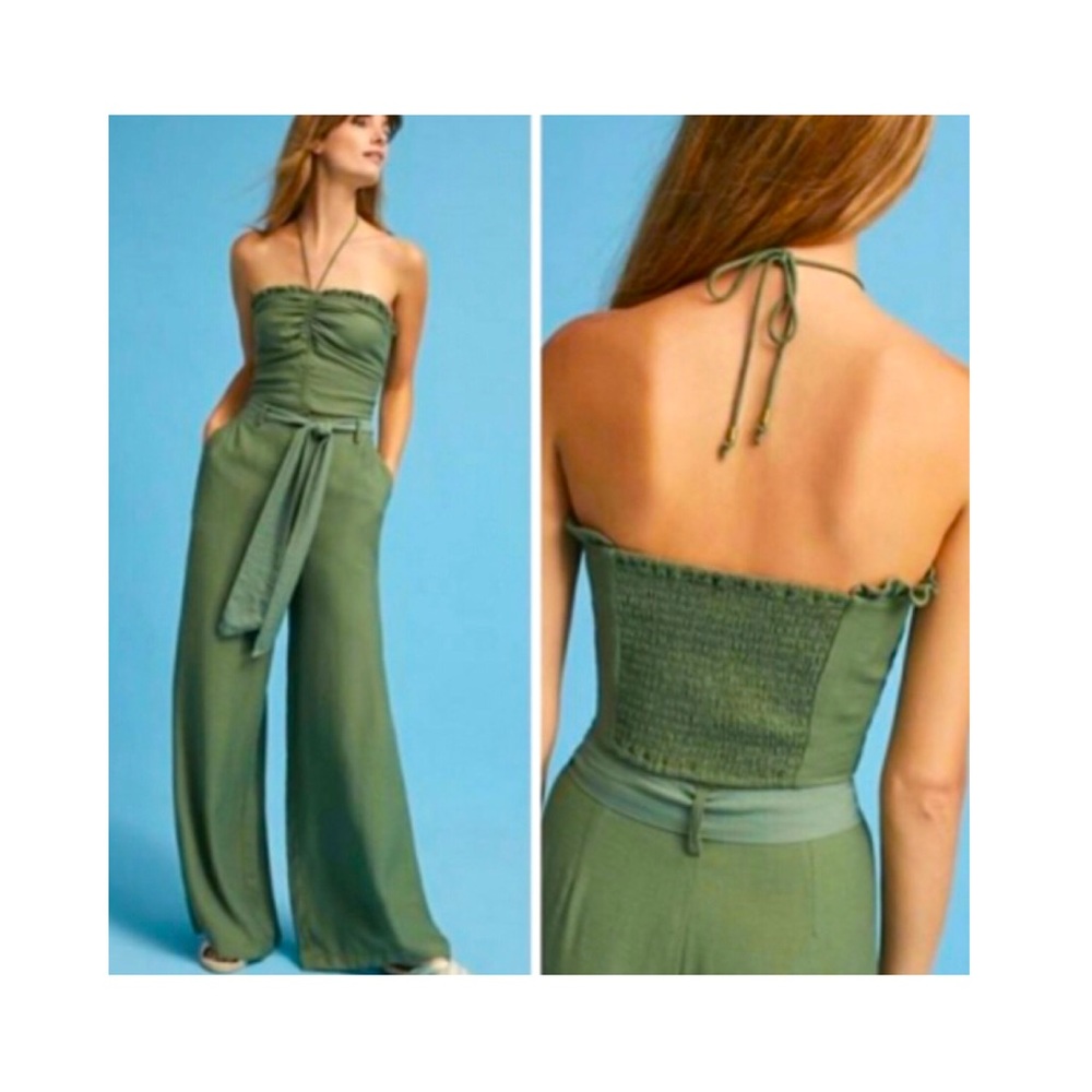 Anthropologie Green Halter Top